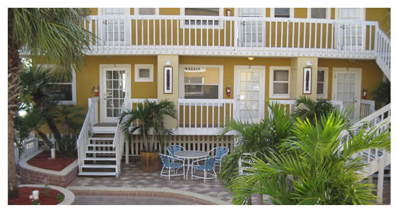 Front view of the beachside rooms